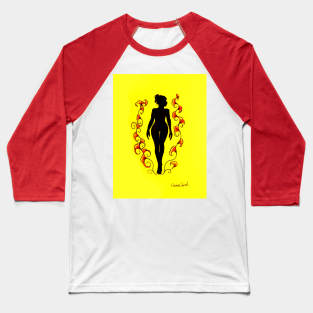 Woman with red flowers Baseball T-Shirt